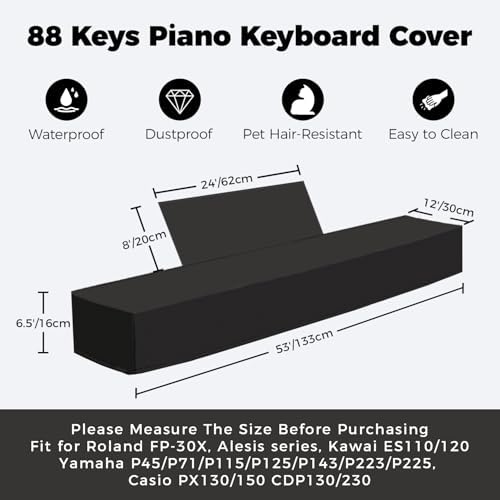 88 Keys Piano Keyboard Cover-Waterproof, Dustproof & Pet Hair Resistant– Premium Soft Thick Fabric, Easy Clean, Seamless & Elegant Digital Piano Protector for Home & Studio Use (Black) - Image 2