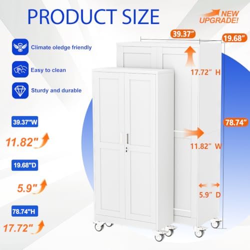 GAIOUS 79” Tall Metal Garage Storage Cabinet with Lock, Steel Tool Cabinet - Image 2