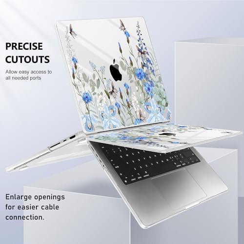May Chen for 2026 MacBook Pro 14-inch M5 M4 M3 M2 M1 Pro/Max Chip, Release 2026 2025-2021, Model A3427 A3426 A3434 A3112 A3401 A3185, Plastic Hard Shell with Keyboard Cover, Blue Flowers - Image 6