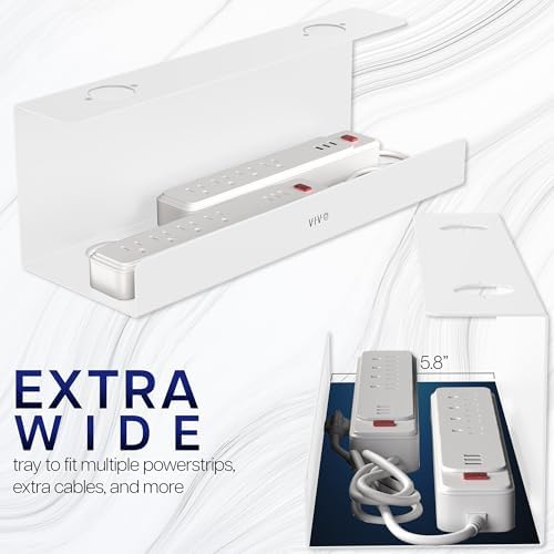 VIVO White 17 inch Extra Deep Cable Management Tray, DESK-AC16-1CW - Image 5
