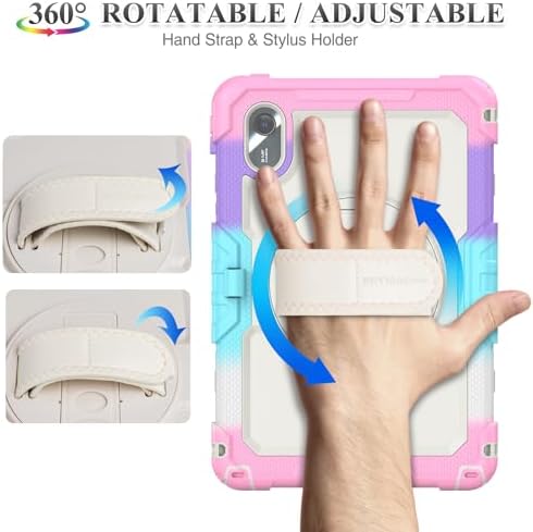 SEYMAC stock Tablet Case for Lenovo Idea Tab 11'' / M11 (TB336FU/TB330FU) 11 inch Drop-Proof Protection Cover with 360° Rotate Stand & Strap [Pen Holder] & Screen Protector 2025/2024, Beige+Pink - Image 3