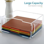 DINGHUO Acrylic File Folder Organizer, Hanging File Organizer Box, File Holder with Handles for Letter Size, Clear File Box Desktop Folder Storage for Office Home Work -1 Pack - Image 3