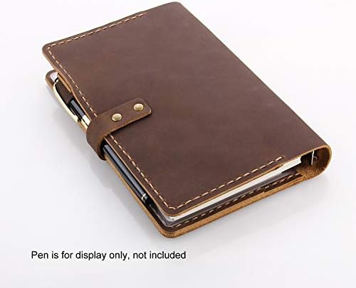 Genuine Leather Journal Writing Notebook, A6 Ring Binder Refillable Diary Notepads, Vintage Handmade Travel Organizer Agenda for Men Women - Brown - Image 6