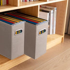 6 Pack Letter Size File Storage Box Collapsible，Fabric Hanging File Folders Organizer, Portable Office Document Holder with Metal Handle, Smooth PVC Rails, Beige - Image 7