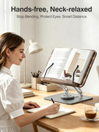 Tounee Adjustable Book Stand with 360° Swivel Base,Bright Silver - Image 2