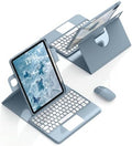 Keyboard Case with Touchpad for Galaxy Tab S10 FE/S10 Lite/S9 FE 10.9-Inch, Tab S9 11", Detachable Keyboard Case with Touchpad, 360 Degree Rotating Stand Cover with S Pen Holder, Blue by QYiiD