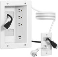 Plug'n in Wall Cable Management Kit,Recessed TV Wall Box with 3 AC Outlets,USB-A & USB-C Port,9.8FT Cord,Hide TV Wires for Wall Mounted TV,White by Plugn