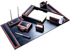 DACASSO Wood & Leather Desk Set - Luxury Leather Desk Pad & Desk Organization Essentials - Office Organization & Executive Desk Decor - (Walnut and Black, 8 Piece) - Image 4