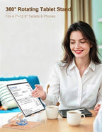 Aoviho Tablet Stand 360° Rotating Aluminum Holder, Adjustable, Portable and Foldable Monitors Stand for iPads, Compatible with 4-12.9" Tablets, Golden - Image 2