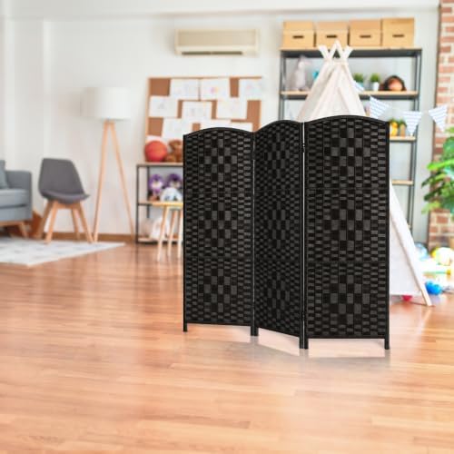 HALLYBEE Short Room Divider, Small Folding Privacy Screens,3 Panel Black - Image 6