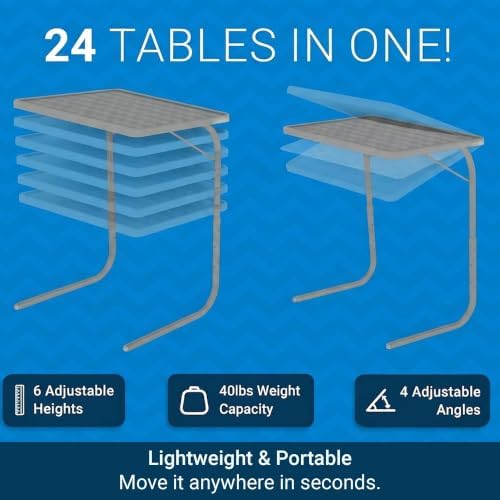 Table-Mate TV Tray Table | Portable Desk Folding Dinner Tray, Couch Table Trays for Eating Snack Food, Portable Laptop Desk, Bed Trays for Eating | Adjustable TV Trays with 3 Angles and Cup Holder - Image 3