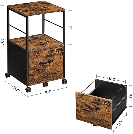 VASAGLE File Cabinet with Wheels, for A4, Letter Sized Documents - Image 3
