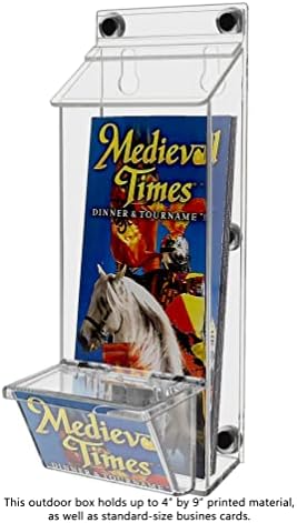 Marketing Holders 2 Pack Brochure Box with Lid Metal Mount Clear Acrylic Outdoor Trifold Caddy Holds 4" x 9" Rack Cards and 3.5" x 2" Business Cards with Take One Sticker Hangs On Smooth Surfaces - Image 4