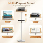 2 in 1 Adjustable Floor Book Stand & Music Stand with Removable Tray, 19.7" to 51.2" Foldable Reading Book Holder with Page Clips for Laptop, Cookbooks, Sheet Music, Wooden Podium Stand for Projector - Image 4