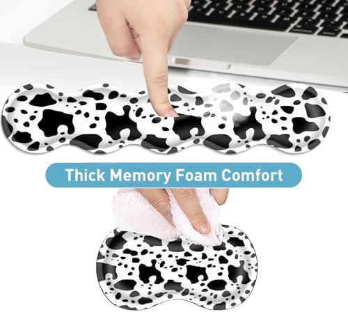 Keyboard Mouse Pad Set, Extended Gaming Mouse Pad+Ergonomics Keyboard Wrist Rest Support, Memory Foam, Easy Typing Pain Relief, 4Pcs XL Ultra Thick Desk Mat,Cute Cow Pattern - Image 4