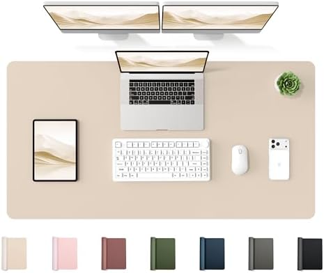 YSAGi 47.2" x 24" Large PU Leather Desk Mat for Keyboard and Mouse - Waterproof Non-Slip Desk Pad Protector for Office, Home, Writing Desk, Beige by YSAGi