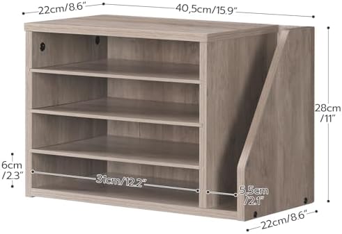 HOOBRO Mail Sorter, Literature Organizer with Adjustable Shelves, Paper Organizer for Office, Home, Wood Countertop Mail Sorter, File Holders, Magazines, Greige BG41WF01N1 - Image 3
