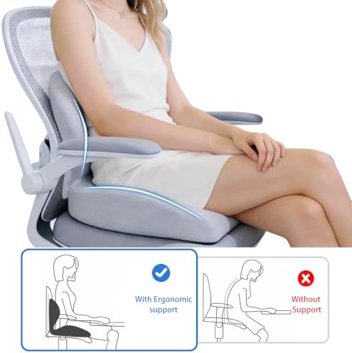Adjustable Memory Foam Lumbar Cushion - Ergonomic Lower Back Support Pillow with Cotton Cover, Mid-Height Customizable Design for Office Chair, Car Seat, Long Sitting (Gray, Large) - Image 2