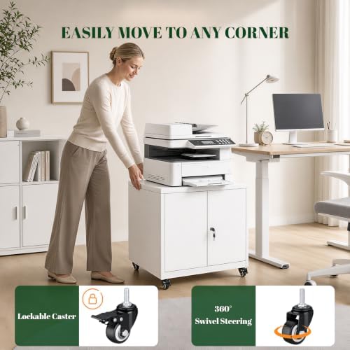 23.6"H Locking Printer Cabinet with Storage & Adjustable Shelf - Image 3