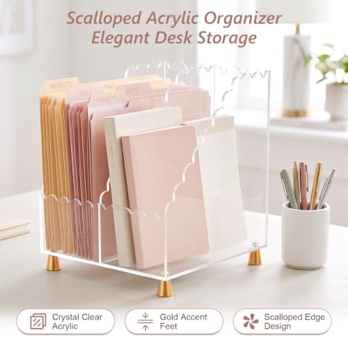 Acrylic Magazine File Holder,Scalloped Edges,Extra Wide Design - Image 2