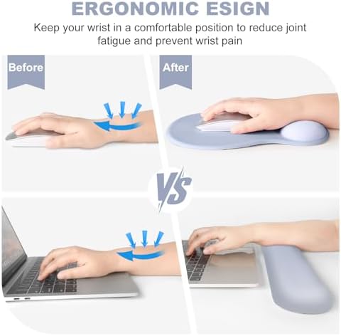 4-in-1 Large Gaming Mouse Pad, Keyboard Wrist Rest Pad & Wrist Support Mousepad Set, Extended Desk Pad Waterproof Desk Mat Protector for Home Office Decor Study Game 35.4×15.7 Inches I Gradient Gray - Image 4