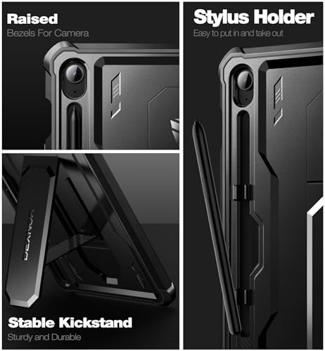 Dexnor Case for Samsung Galaxy Tab S10 Lite /S10 FE/S9 FE 10.9 Inch(2025/2023), [Built in Screen Protector&Kickstand] with Pen Holder Heavy Duty Full Body Cover for S9 FE 5G Tablet Case - Black - Image 7