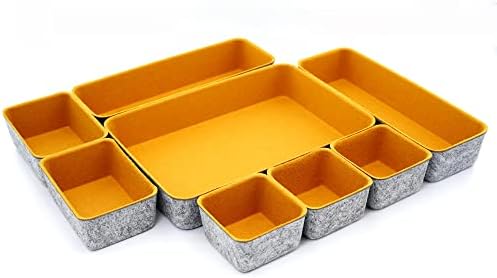 Welaxy 8-Piece Felt Drawer Organizers Curry Desk Tray Makeup Storage - Image 2