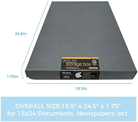 Lineco Clamshell Archival Storage Box, 18.5x24.5x1.75 Inch, Gray - Image 2