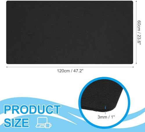 PATIKIL 47.2" x 23.6" Large Felt Desk Pad Protector, Non-Slip Desk Mat Full Table Mouse Pad Keyboard Mats for Laptop Computer Writing Desk Table Gaming Home, Black - Image 2