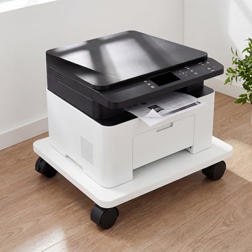 Beeveer 2 Pcs White Under Desk Printer Stand 15.8 x 13.8 x 3.2 Inches - Image 6