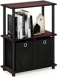 Furinno TURN-N-TUBE Storage Shelves, 3-Tier Toolless Book Shelf with Storage Bins, Display Shelf, for Organization and Storage, Living Room, Garage, Home Office, Dark Cherry by Furinno-FitsYourSpaceFitsYourBudget