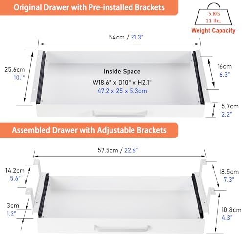 Under Desk Drawer Organizer 21", Large Desk Pencil Storage Drawer - Image 5