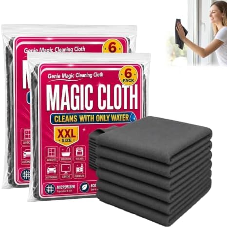 Genie Cloth Magic Cloth, Genie Magic Cleaning Cloth, Lint‑Free & Streak‑Free Rags for Glass, Window, Kitchen,Stainless Steel,Cars & Screens,Reusable，12pcs by Unknown