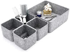 Welaxy Desk Organizers Storage bins Set Office Drawer Organizers Pen holder pencil cup phone stand sticky note storage Closet Cabinet boxes Organizing 5-piece Pack (Gray) - Image 5