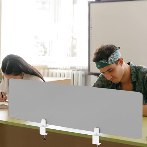 Desk Divider 4 Pcs Desk Privacy Panel 47.2''L x 15.8W'' Office Partitions Grey Acrylic Panel Pack of 4 Desk Divider Partition with Adjustable Universal Base Brand: Yeaborn - Image 6