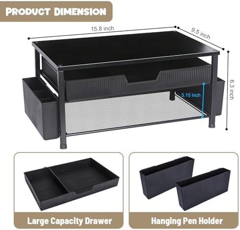 Printer Stand for Desk, Desktop Printer Shelf for Home Office, Black - Image 2