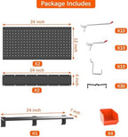 TORACK Garage Metal Pegboard with Accessories, Tools Organizer Peg Board with Pegboard Hooks, Wall Mounted Bins, Tool Storage Pegboards for Wall(Black) - Image 5