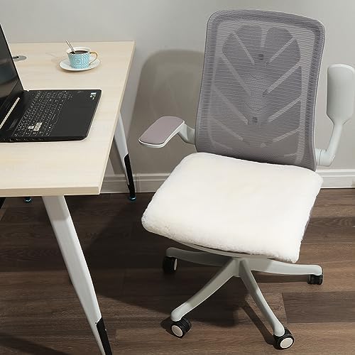 LLB Sheepskin Desk Chair Seat Cushion - Ivory White Fur, 19x19 Inch (Pack of 1) - Image 3