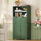 Iwell Bathroom Storage Cabinet with Adjustable Shelf, Storage Cabinet with Doors, Kitchen Pantry Storage Cabinets, Cupboard, for Living Room, Dining Room, Entryway, Green - Image 2