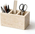 Travertine Desk Organizer, 3 Compartment Pencil Holder by SIRIZEN-DIVING