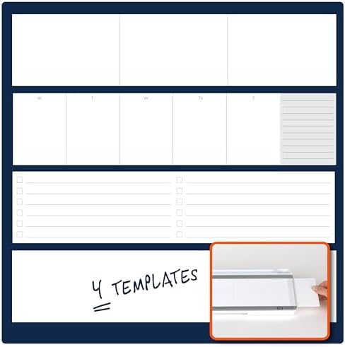 Quartet Glass Dry Erase White Board, Flip-Top Desktop Pad for Notetaking, 18" x 6" Whiteboard with Storage, Templates and Dry Erase Marker, White Surface (Q090F04-R) - Image 5