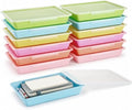 gisgfim 12 Pack Flat Storage Paper Tray with Clear Latching Lids, Pastel by gisgfim