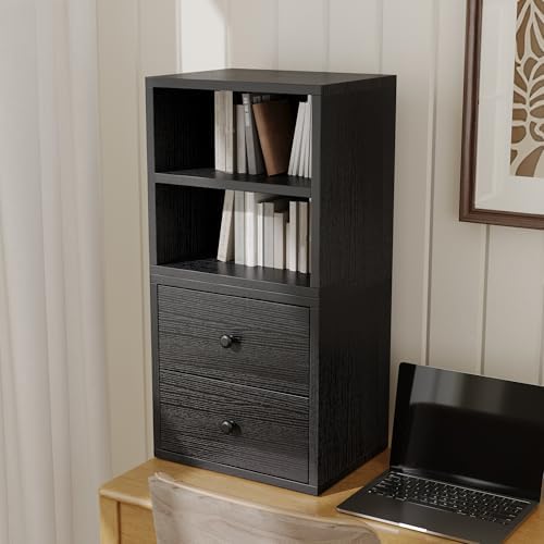 FUSUNBAO Magic DIY Cube Storage Organizer Stackable Cubes for Home Books Clothes Toy-Modular Cubby Storage System-Office Cubical-Bookcase Closet (Black, Drawer Cube) - Image 6