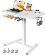 32" Mobile Desk with Drawer, Rolling Standing Desk on Wheels by JYLHJOYSEEKER