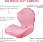 Ergonomic Seat Cushion for Office Chairs Lumbar Support Pillow, Pink - Image 2