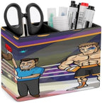 PU Leather Multi-Compartment Pen Holder Desktop Organizer Pencil Cup Storage Caddy for Office Home Supplies Winner And Loser in Boxing Match by Unknown