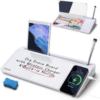 SELEAD Desktop Glass Whiteboard with Wireless Charger and Mirror, White by SELEAD
