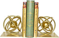 Book Ends Decorative, Modern Metal Unique Gold Bookends for Shelves, Round Design Bookend Book Stopper Holder for Home Office by JUCONSIN