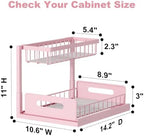 REALINN Pink Countertop Organizer, 2 Tier Vanity Shelf with Sliding Drawer - Image 2