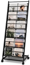 Magazine Rack 6-Tier Display Stand with Wheels, Floor Standing Holder by Focusonhomelifeandhealth